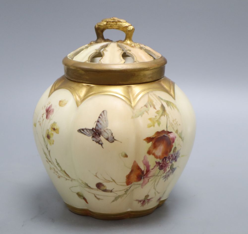 A Royal Worcester blush pot pourri, overall height 19cm